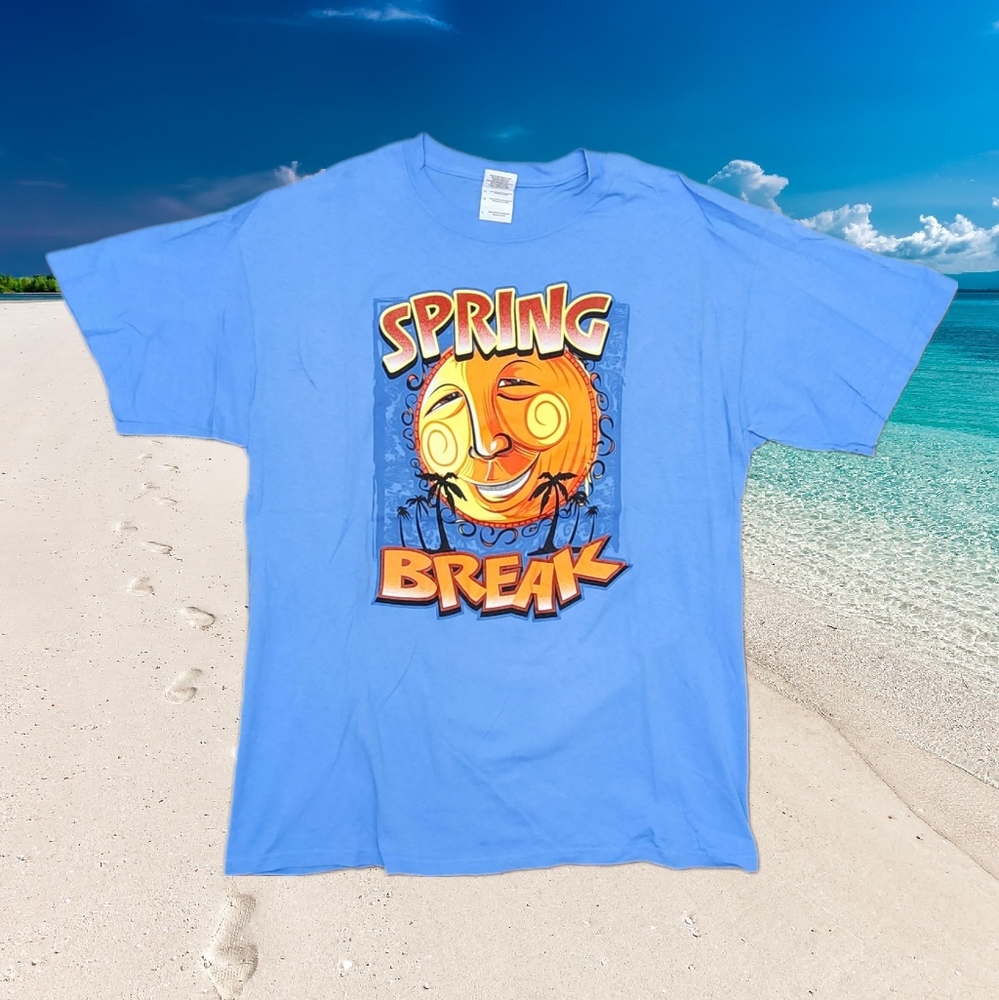 🌞 Spring Break 2012 Graphic Sky Blue T-Shirt Adult Size Large 🌞